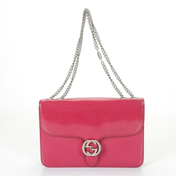 Gucci Fuchsia Leather Chain Shoulder Bag - Picture 2 of 12